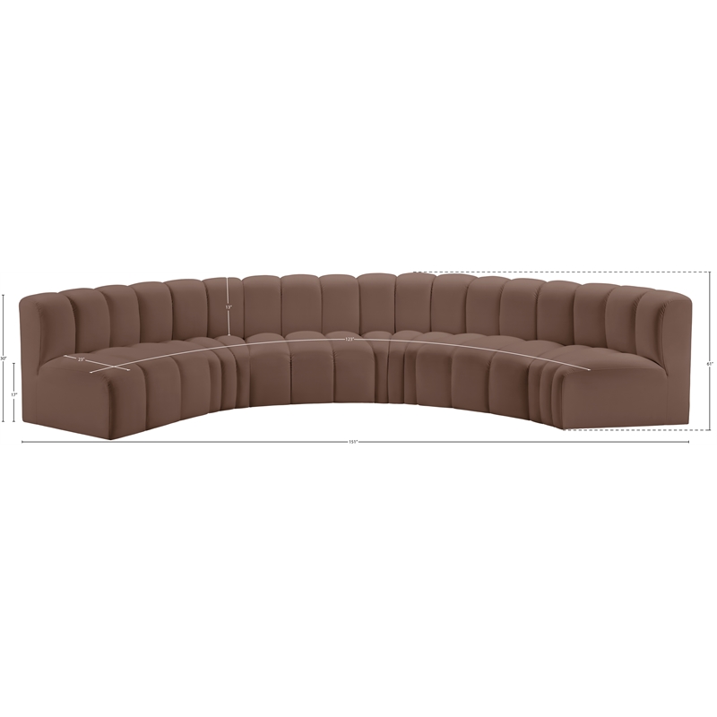 Meridian Furniture Arc Brown Vegan Leather Modular Sectional