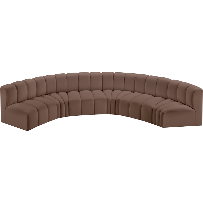 Meridian Furniture Arc Brown Vegan Leather Modular Sectional