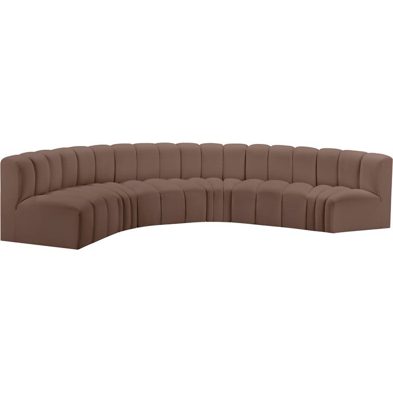 Meridian Furniture Arc Brown Vegan Leather Modular Sectional