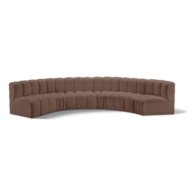 Meridian Furniture Arc Brown Vegan Leather Modular Sectional