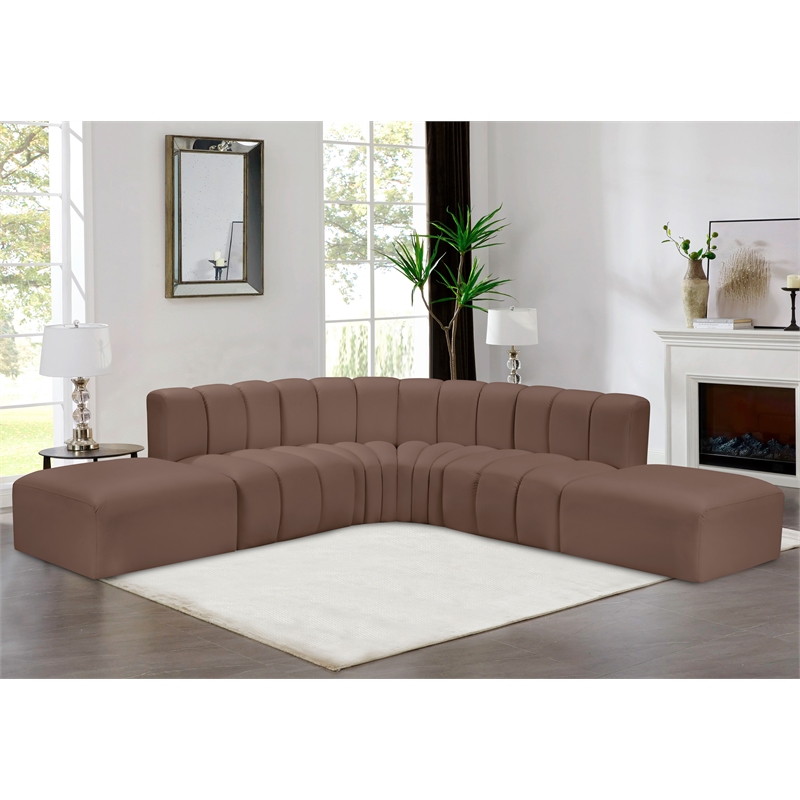 Meridian Furniture Arc Brown Vegan Leather Modular Sectional