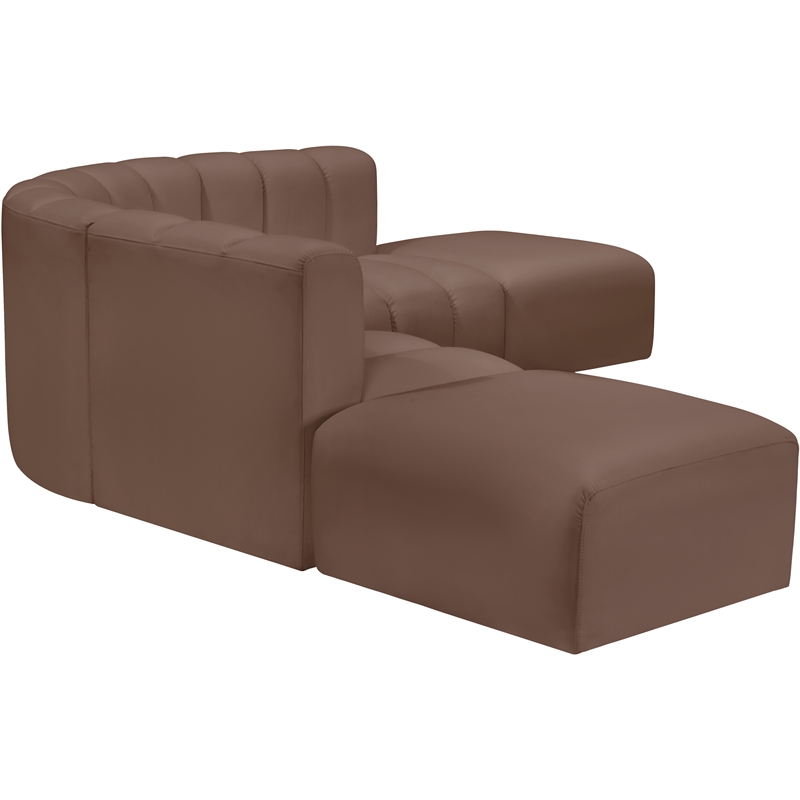Meridian Furniture Arc Brown Vegan Leather Modular Sectional