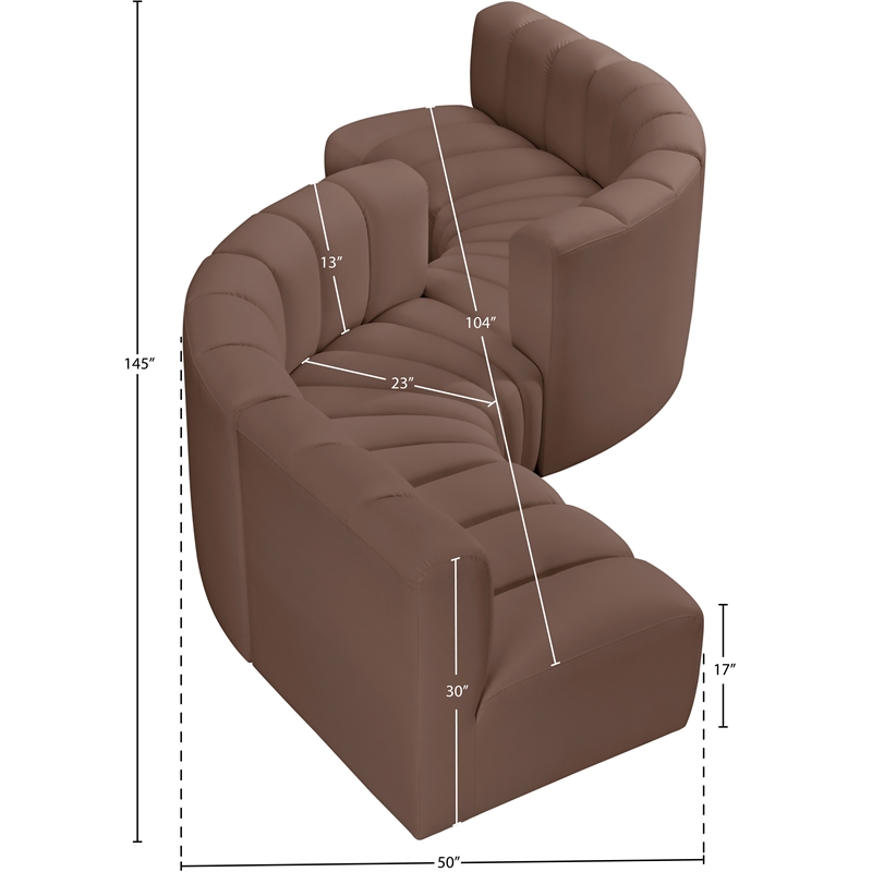 Meridian Furniture Arc Brown Vegan Leather Modular Sectional