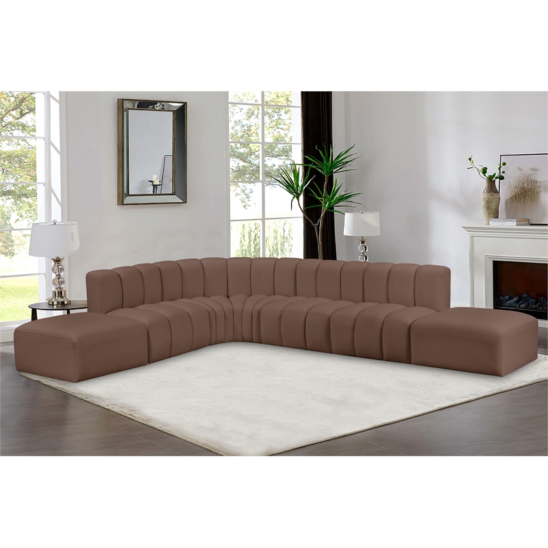 Meridian Furniture Arc Brown Vegan Leather Modular Sectional