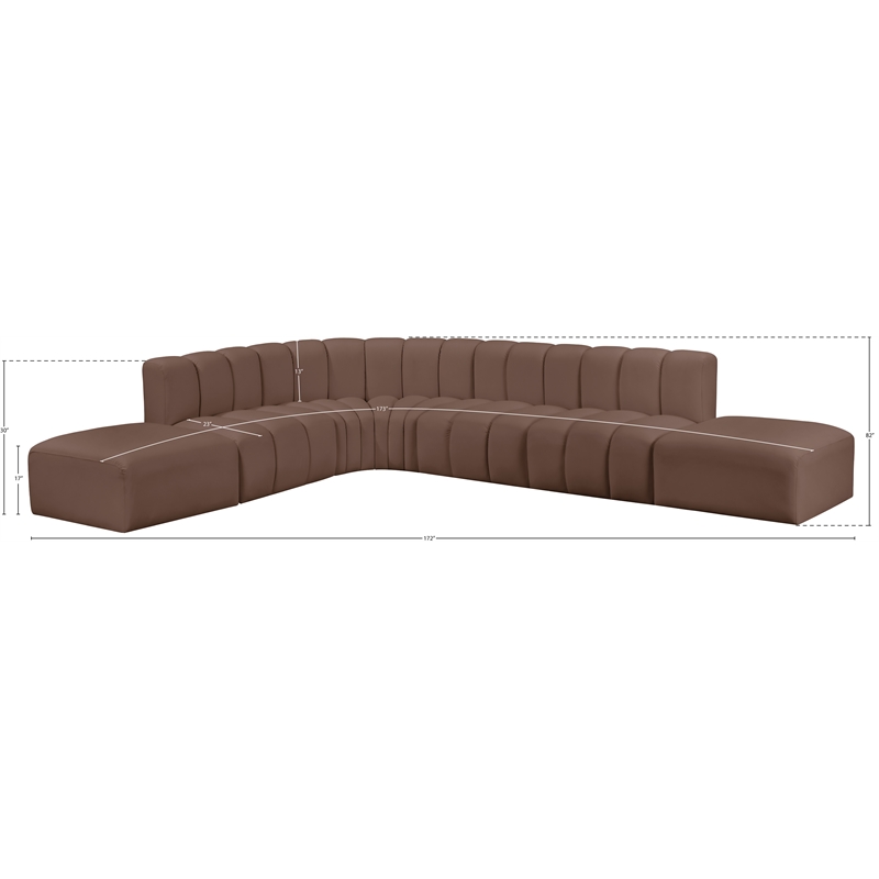 Meridian Furniture Arc Brown Vegan Leather Modular Sectional