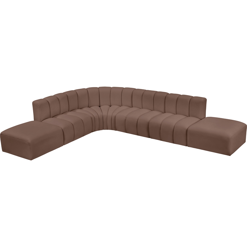 Meridian Furniture Arc Brown Vegan Leather Modular Sectional