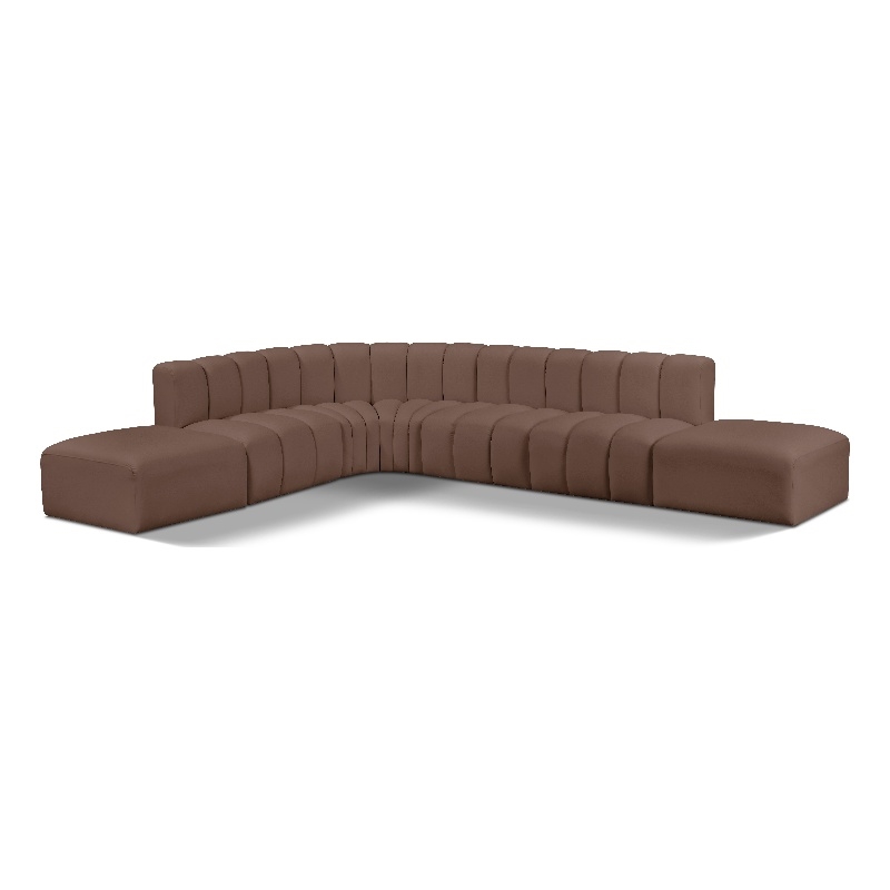 Meridian Furniture Arc Brown Vegan Leather Modular Sectional