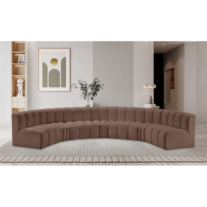 Meridian Furniture Arc Brown Vegan Leather Modular Sectional