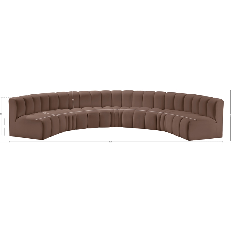 Meridian Furniture Arc Brown Vegan Leather Modular Sectional