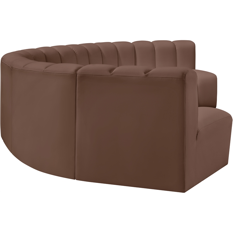 Meridian Furniture Arc Brown Vegan Leather Modular Sectional