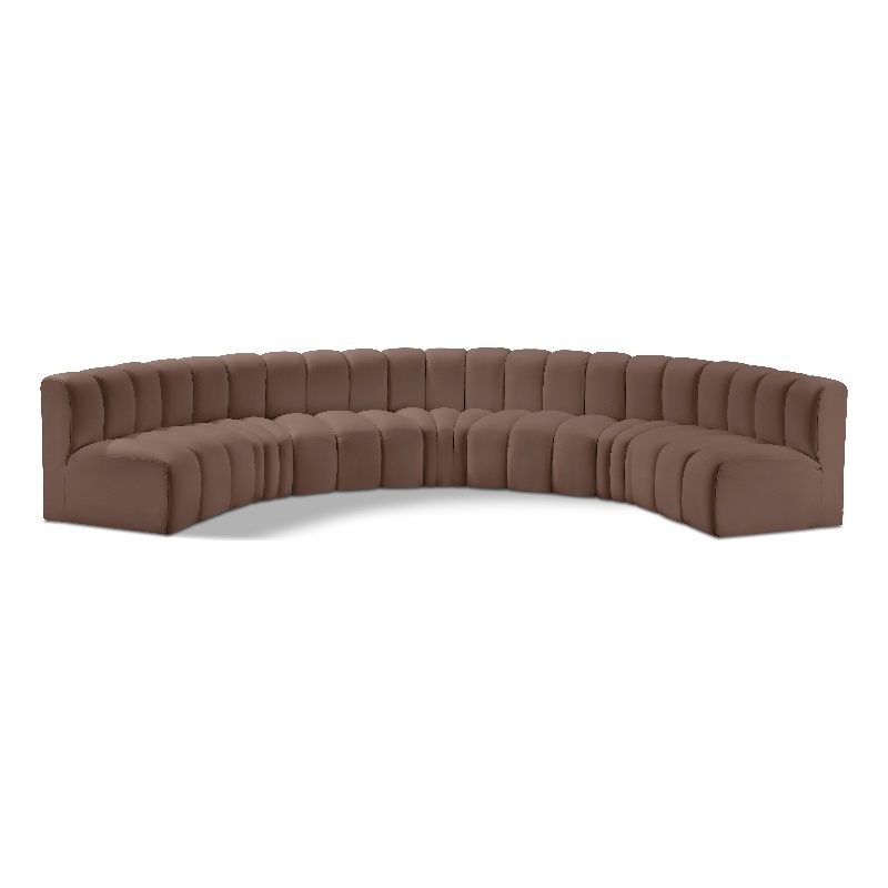 Meridian Furniture Arc Brown Vegan Leather Modular Sectional