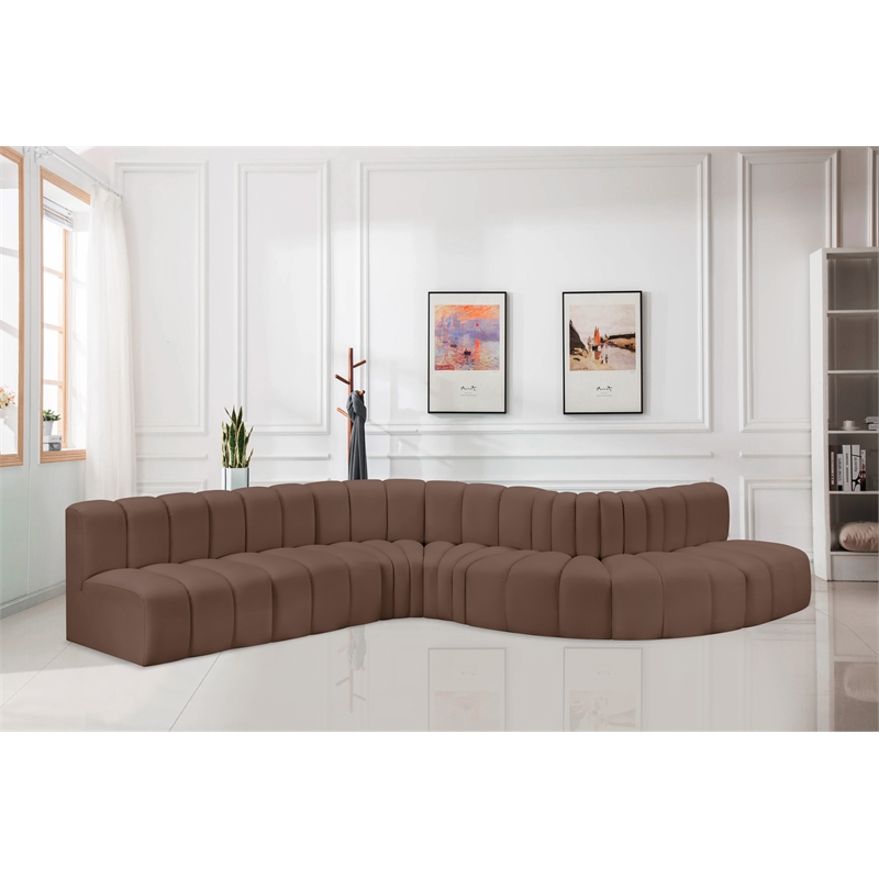 Meridian Furniture Arc Brown Vegan Leather Modular Sectional