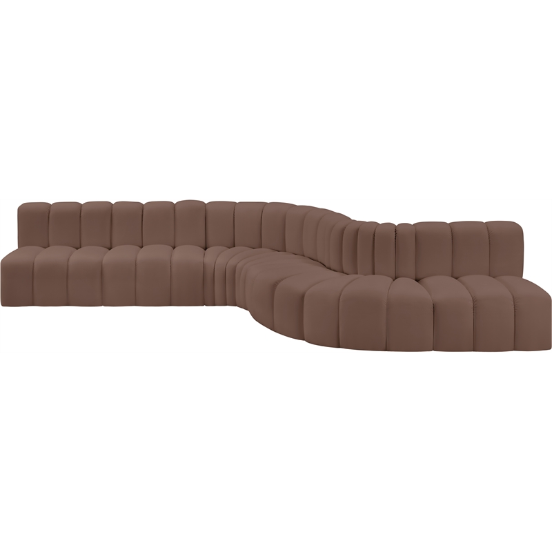 Meridian Furniture Arc Brown Vegan Leather Modular Sectional