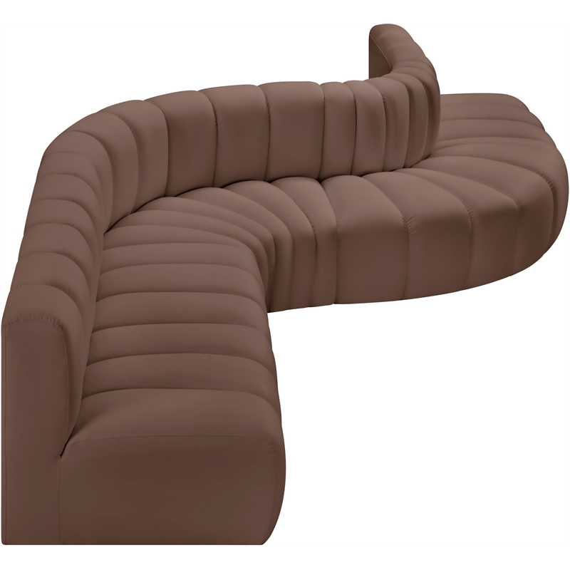 Meridian Furniture Arc Brown Vegan Leather Modular Sectional