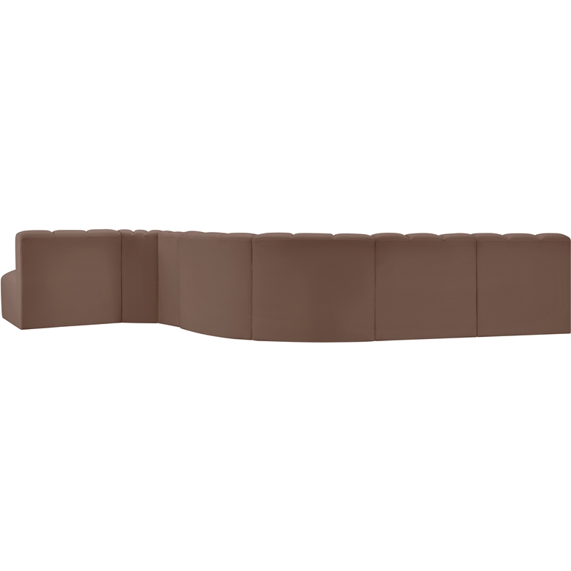 Meridian Furniture Arc Brown Vegan Leather Modular Sectional