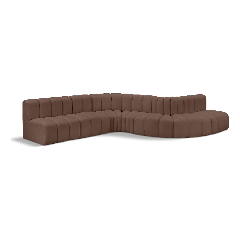 Meridian Furniture Arc Brown Vegan Leather Modular Sectional
