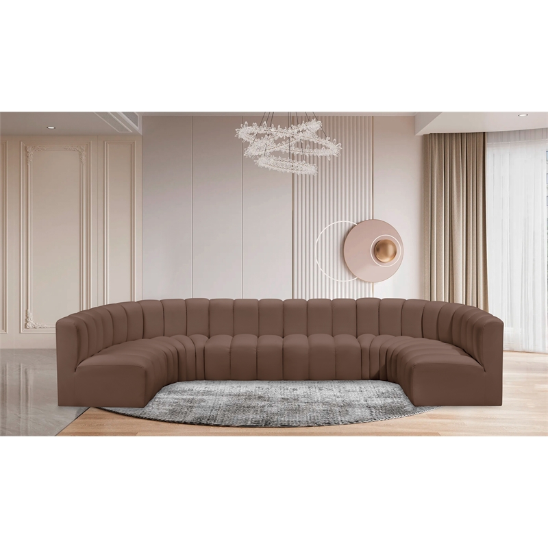 Meridian Furniture Arc Brown Vegan Leather Modular Sectional