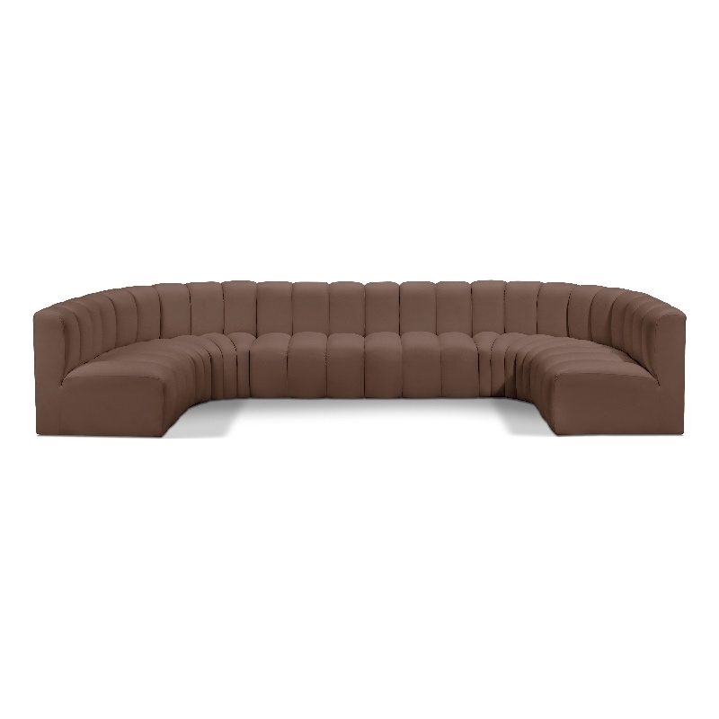 Meridian Furniture Arc Brown Vegan Leather Modular Sectional
