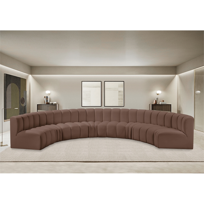 Meridian Furniture Arc Brown Vegan Leather Modular Sectional
