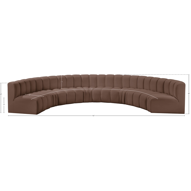 Meridian Furniture Arc Brown Vegan Leather Modular Sectional