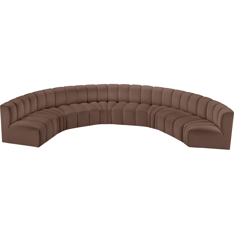 Meridian Furniture Arc Brown Vegan Leather Modular Sectional