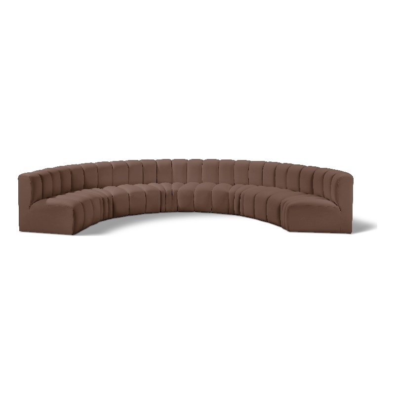 Meridian Furniture Arc Brown Vegan Leather Modular Sectional