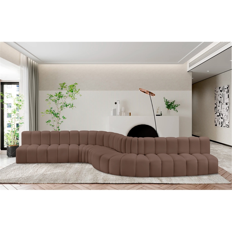 Meridian Furniture Arc Brown Vegan Leather Modular Sectional