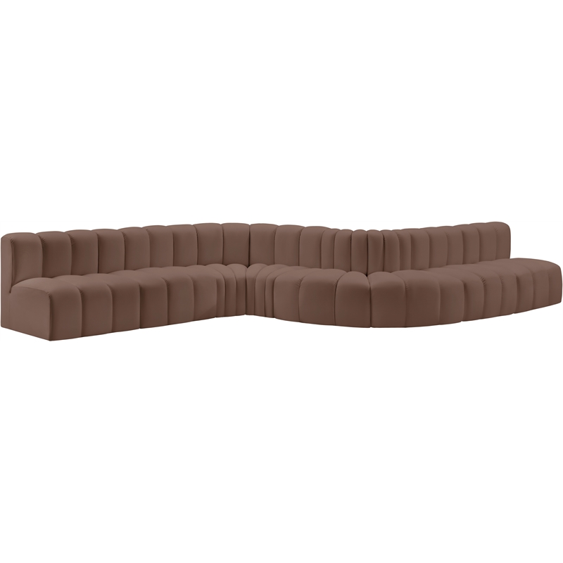 Meridian Furniture Arc Brown Vegan Leather Modular Sectional