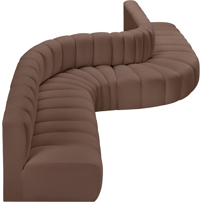 Meridian Furniture Arc Brown Vegan Leather Modular Sectional
