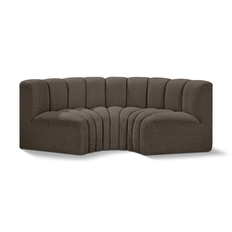 Meridian Furniture Arc Brown Boucle Fabric Modular Sectional