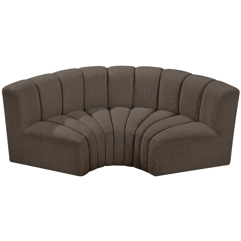 Meridian Furniture Arc Brown Boucle Fabric Modular Sectional
