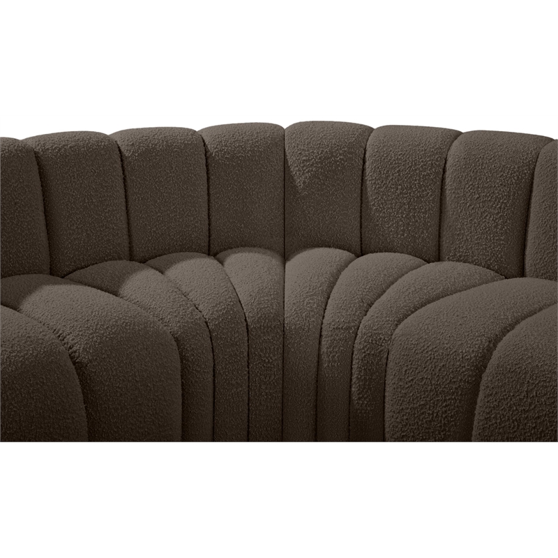 Meridian Furniture Arc Brown Boucle Fabric Modular Sectional