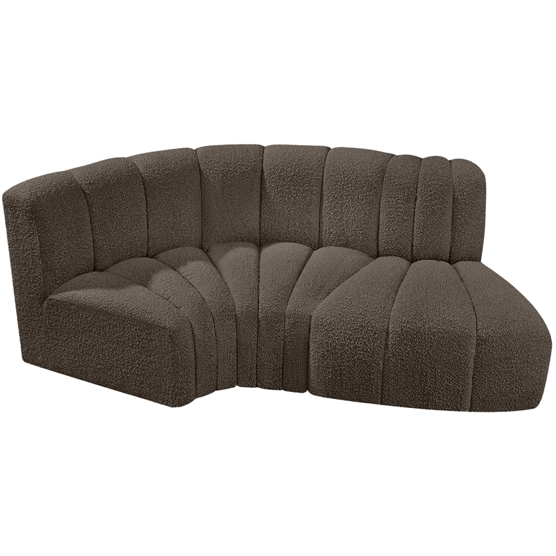 Meridian Furniture Arc Brown Boucle Fabric Modular Sectional