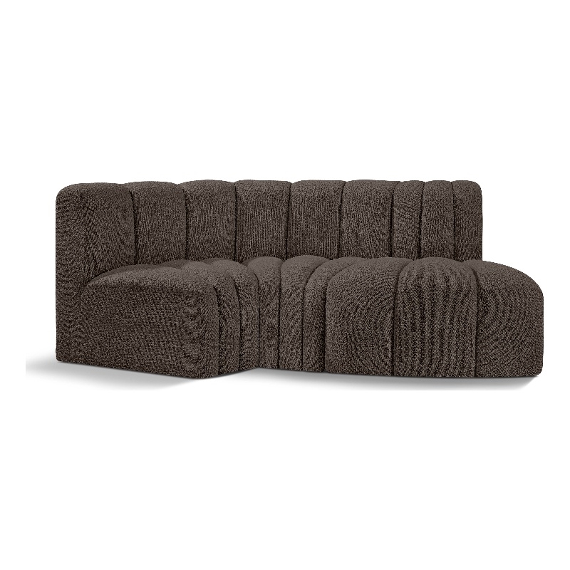 Meridian Furniture Arc Brown Boucle Fabric Modular Sectional