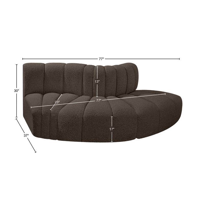 Meridian Furniture Arc Brown Boucle Fabric Modular Sectional