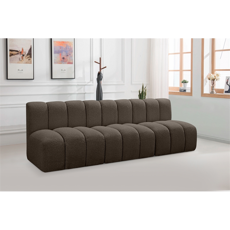 Meridian Furniture Arc Brown Boucle Fabric Modular Sectional