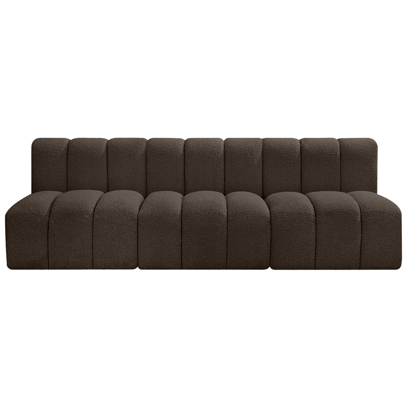 Meridian Furniture Arc Brown Boucle Fabric Modular Sectional