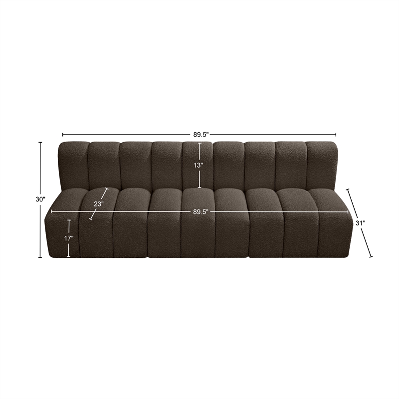 Meridian Furniture Arc Brown Boucle Fabric Modular Sectional