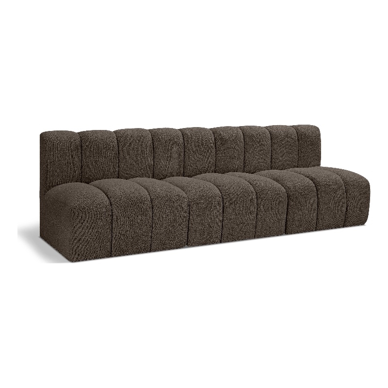 Meridian Furniture Arc Brown Boucle Fabric Modular Sectional
