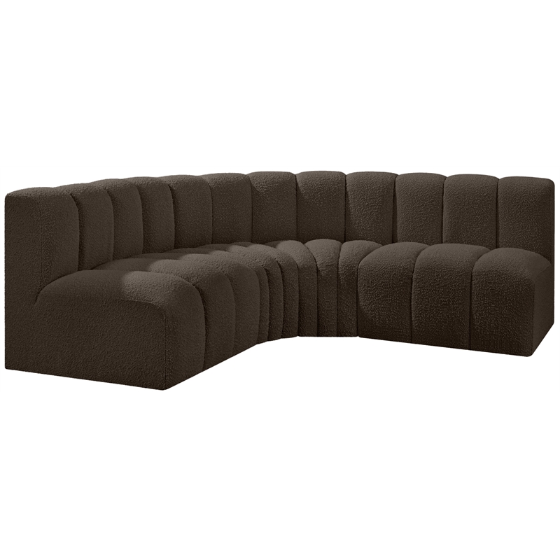Meridian Furniture Arc Brown Boucle Fabric Modular Sectional
