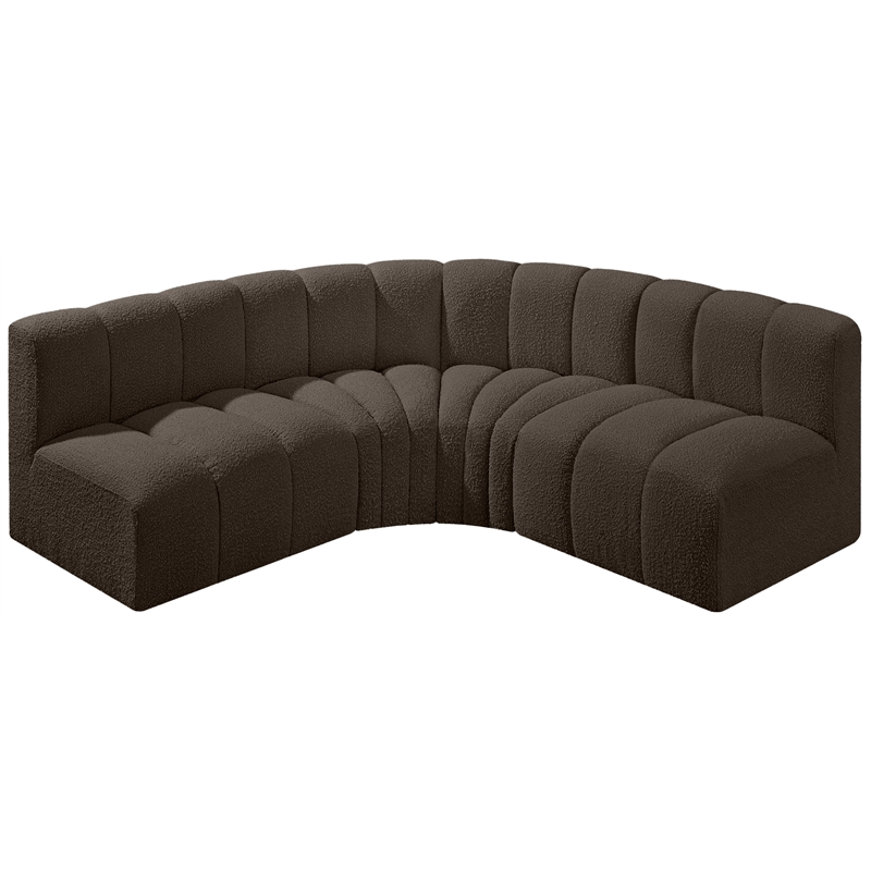 Meridian Furniture Arc Brown Boucle Fabric Modular Sectional