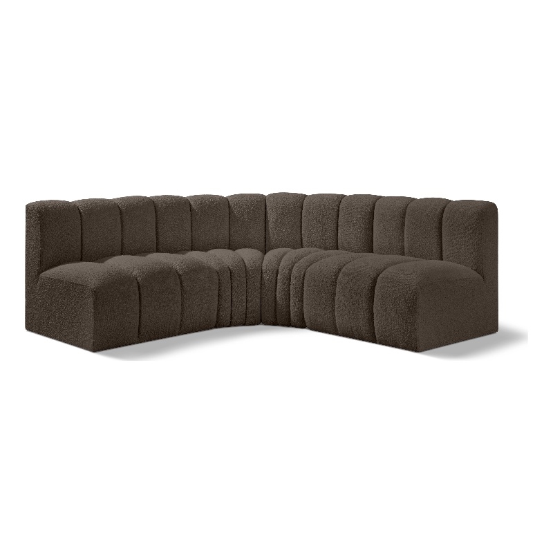 Meridian Furniture Arc Brown Boucle Fabric Modular Sectional