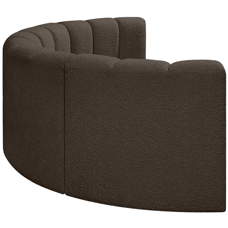 Meridian Furniture Arc Brown Boucle Fabric Modular Sectional