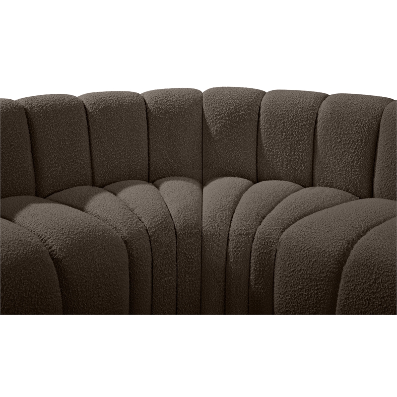 Meridian Furniture Arc Brown Boucle Fabric Modular Sectional