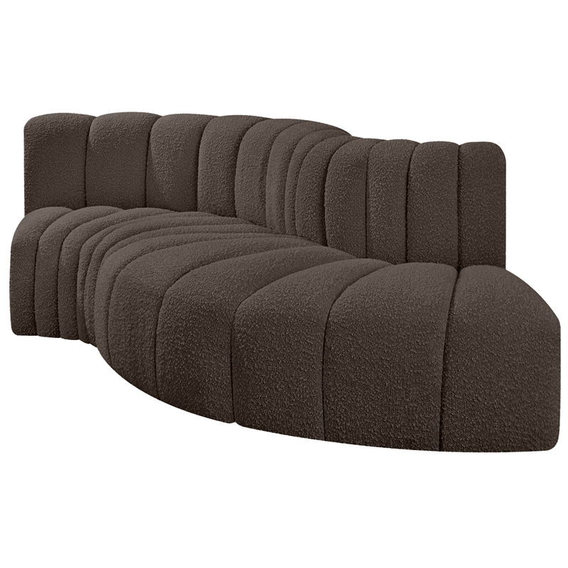Meridian Furniture Arc Brown Boucle Fabric Modular Sectional