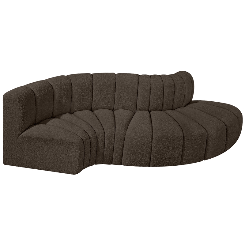 Meridian Furniture Arc Brown Boucle Fabric Modular Sectional