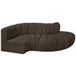 Meridian Furniture Arc Brown Boucle Fabric Modular Sectional