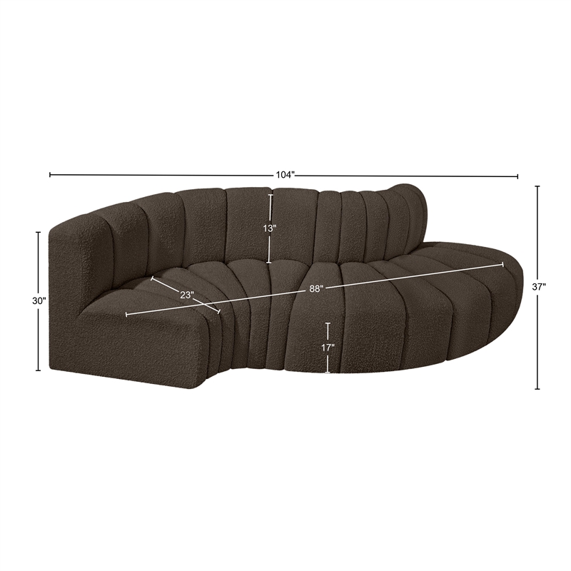 Meridian Furniture Arc Brown Boucle Fabric Modular Sectional