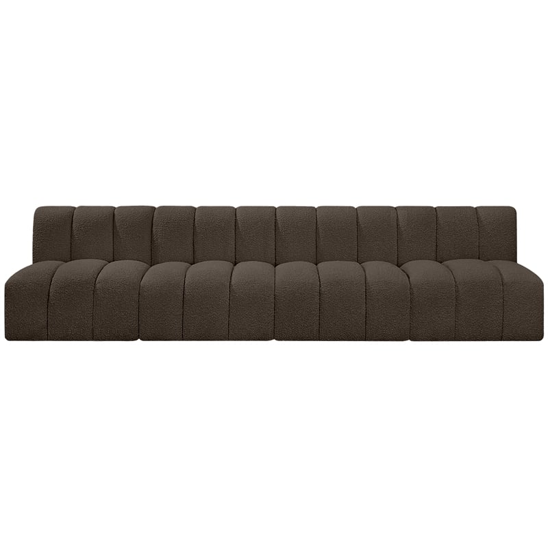 Meridian Furniture Arc Brown Boucle Fabric Modular Sectional