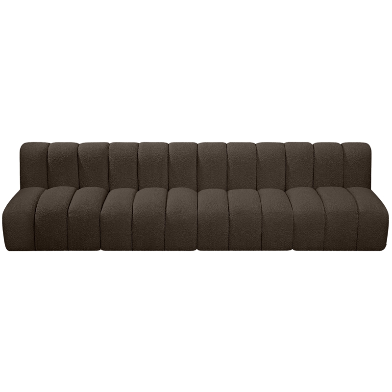 Meridian Furniture Arc Brown Boucle Fabric Modular Sectional